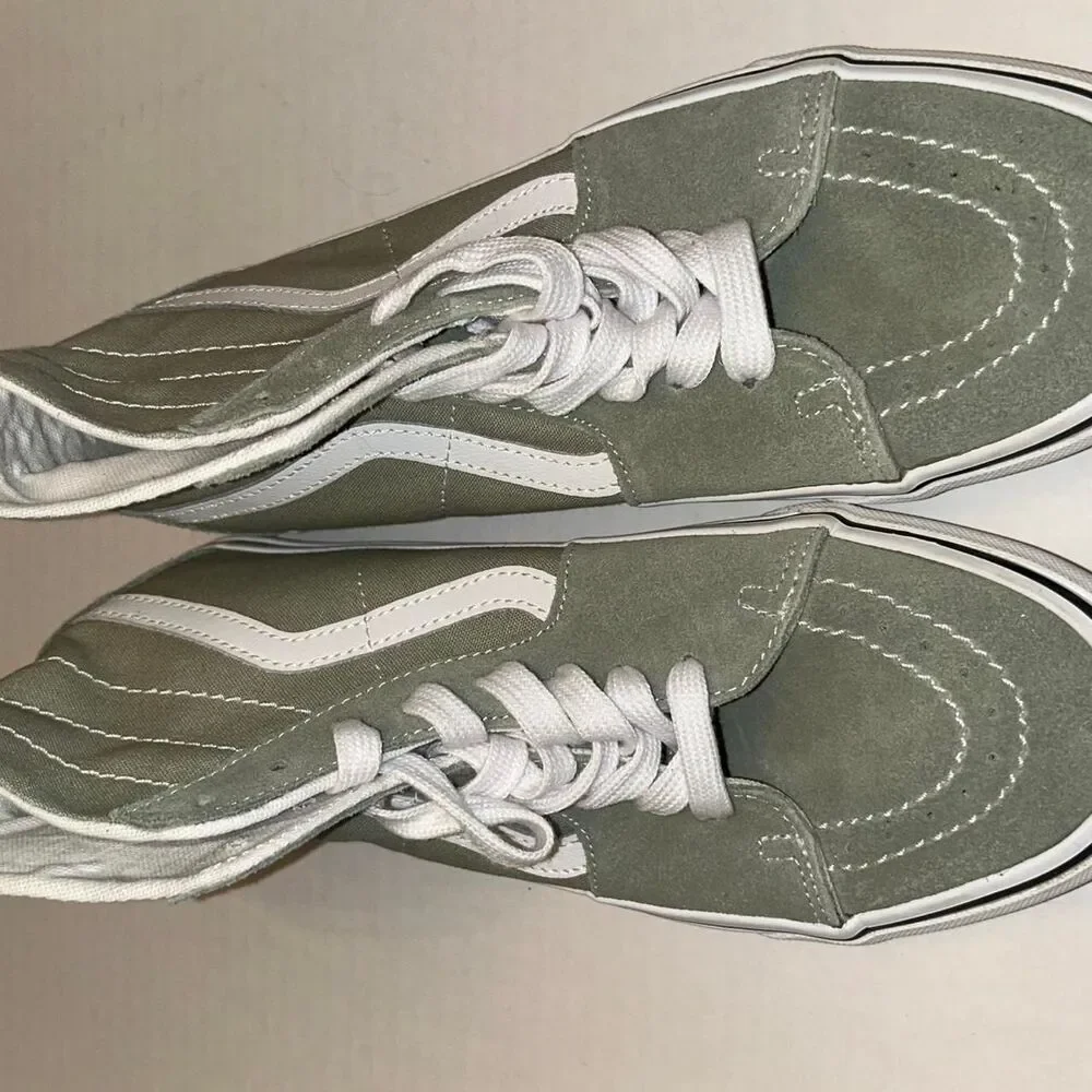 Vans Sk8-Hi Green Embroidered Canvas High Top Shoes Size Mens 8.5 Womens 10